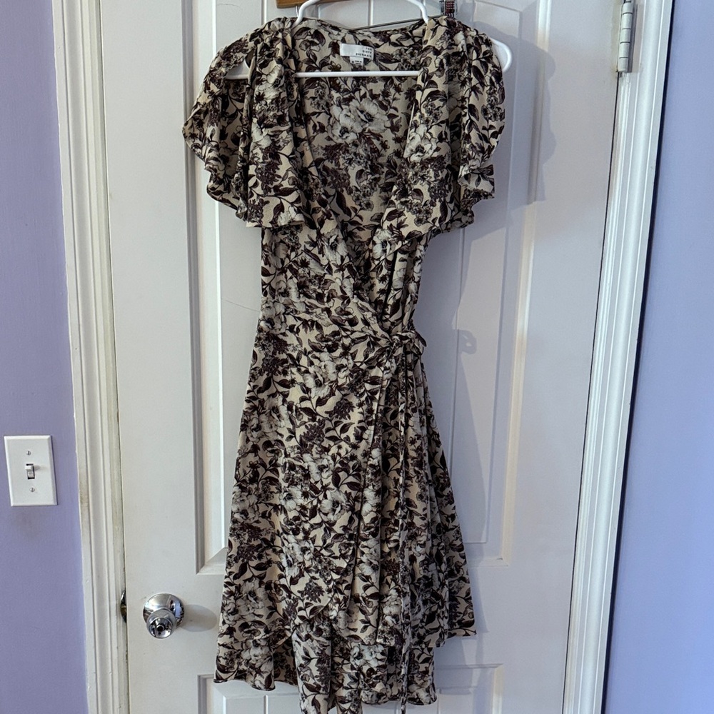 Ten Sixty Sherman Black and Cream Floral Midi Dress